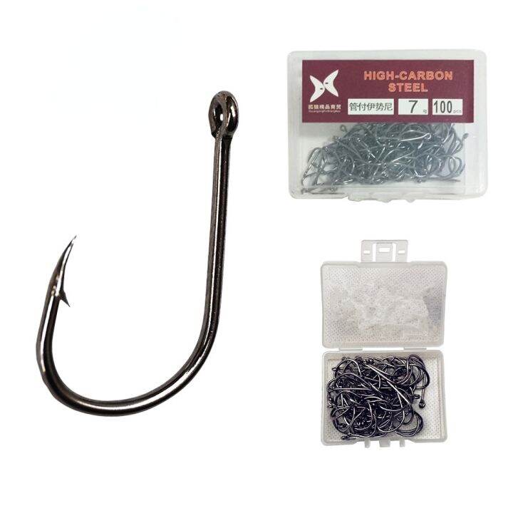 100 Pcs Fishing Hook Stainless Set Barbed Fishing Hooks Fishing