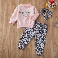 0-24M Baby Girls Autumn Clothes Sets Infant Long Sleeve Pullover Tops Sweatshirt + Leopard Pants + Headband 3Pcs Toddler Outfits  by Hs2023