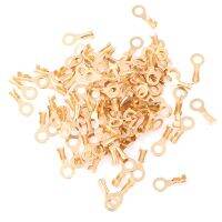 New 100Pcs 4.2mm Gold Plated Brass Round Splice Cold Pressed Car Speaker Male Terminal Tin Plating Cosse Electric Sertir Electrical Circuitry  Parts