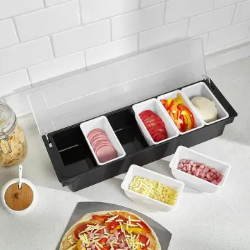 Ice Cooled Condiment Serving Container Chilled Garnish Tray Bar Caddy for  Home Work or Restaurant