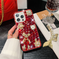 เคสพลอยเทียม iPhone 14 Pro Max 13 12 11 Pro Max XS Max XR 7 8 Plus 13 12เคสโทรศัพท์3มิติเงาวับบลิงหรูหราหมีเคสโทรศัพท์