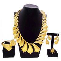 【lz】✔❦♞  Banhado a ouro Jóias Set para Mulheres Itália Colar Dubai Big Set Festa de Casamento Frete Grátis