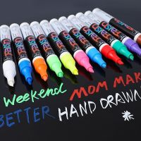 12 erasable liquid powder note pens set, multi-color markers,LED whiteboard markers,glass window art, 8-color markers brushpen