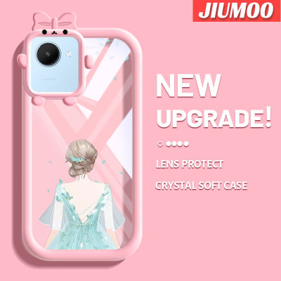 JIUMOO เคสสำหรับ Realme C30 C30s Narzo 50i Prime Case การ์ตูนน่ารักเด็กสาวสวยกันกระแทกซิลิโคนนิ่มน่ารักเคสโทรศัพท์โปร่งใสเคสนิ่มป้องกันเลนส์กล้องถ่ายรูปสัตว์ประหลาดน้อย