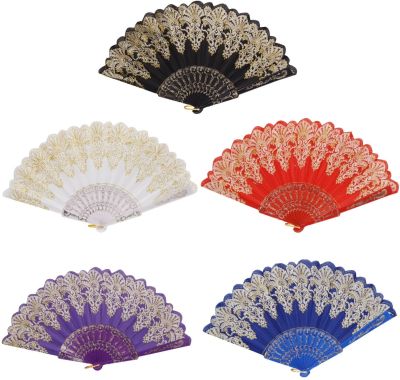 Spanish Folding Retro Pattern Hand Fan Single Flower Folding Fan Chinese Dance Fan Wing Chun Fan Plastic Spanish Fan for Women