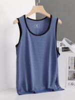 Plus Size New Ice Silk Classic Tank Tops Men Sleeveless Shirt Black Blue Tees All-match Mens Quick-drying T-shirt 8xl 7xl 6xl