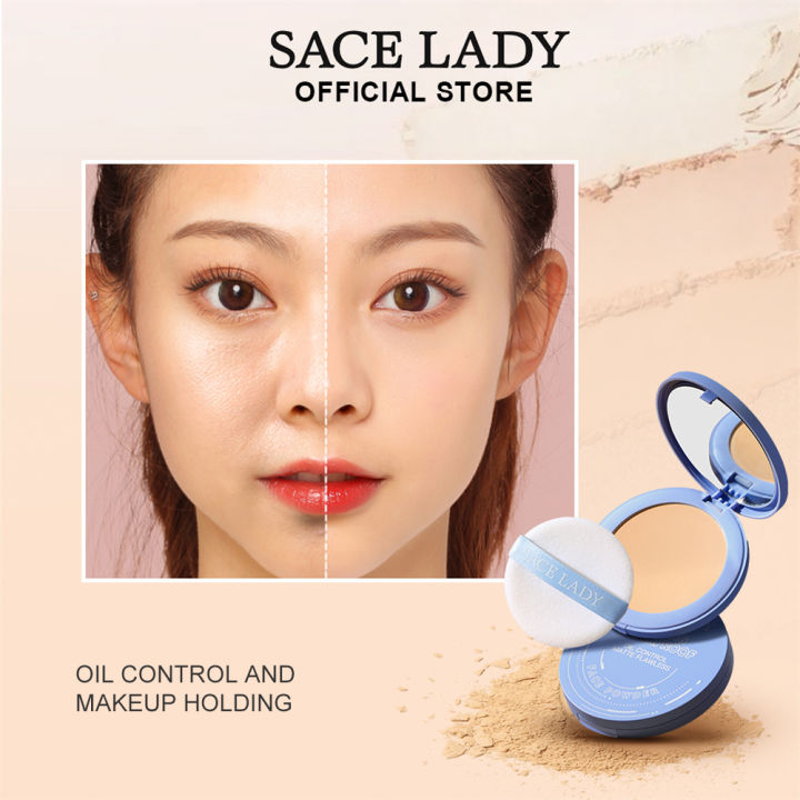 【4 colors Foudition】SACE LADY Waterproof Makeup Setting Pressed Powder ...