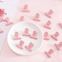 【jw】卍♟☒  5 pcs/lot Ctue Pink Round binder Metal Paper organizer folder notes letter Clip clamp kawaii Office School Supplies