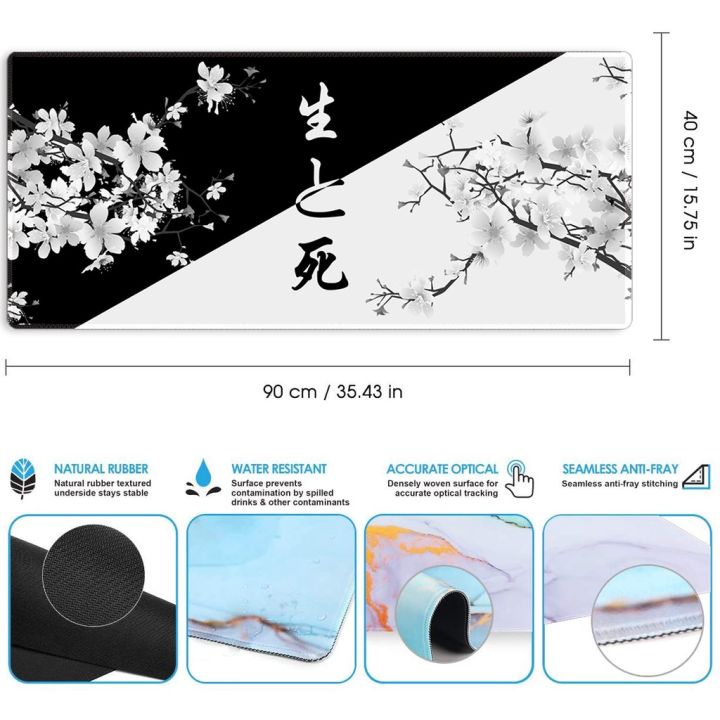 ชีวิตและความตาย-cherry-blossom-mouse-pad-แผ่นรองเมาส์เกมขนาดใหญ่ที่กำหนดเองยางธรรมชาติเย็บขอบแผ่นรองโต๊ะ