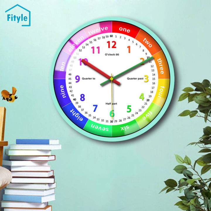 Fityle Modern Quartz Wall Clock Silent Kids Bedroom Classroom Telling Time  Learning, Easy to Read Clock and Room Decor Lazada PH