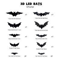 สติกเกอร์ติดผนังไฟ Led รูปค้างคาวสำหรับวันฮาโลวีน3d สติกเกอร์ติดผนังตกแต่งกันน้ำสำหรับของตกแต่งงานปาร์ตี้การตกแต่งบ้านในร่ม