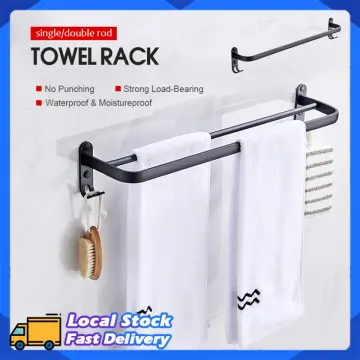 2pcs Towel Bars, No Drilling Bathroom And Kitchen Hand Towel Holder, Self Adhesive  Towel Rod Stick On Wall, Stainless Steel