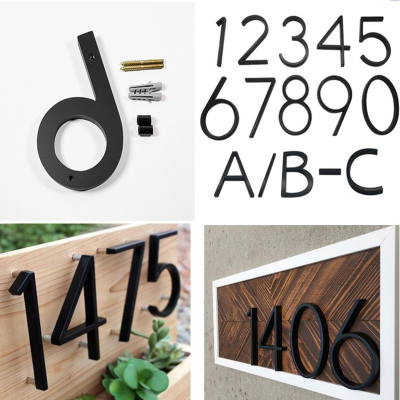 125 มม.ลอยป้ายบ้านเลขที่ตัวอักษรสีดำขนาดใหญ่ประตูตัวอักษรบ้านกลางแจ้ง 0-9 ตัวเลขที่อยู่แผ่น Dash Slash Sign-zptcm3861