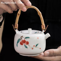 Japanese Hand-painted Ceramic Teapot Household Tea Making Single Pot White Porcelain Handmade Small Lifting Beam Pot Teaset