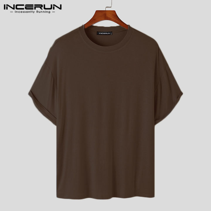 incerun-เสื้อยืดผู้ชายแบบเรียบคอกลมเสื้อชิ้นบนแขนสั้นเสื้อยืดเสื้อแบบเรียบเสื้อเชิ้ต-สไตล์เกาหลี