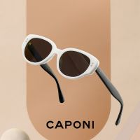 CAPONI แว่นตากันแดดทรงตาแมวสำหรับผู้หญิง,เฉดสีดำแฟชั่นวัสดุอะซิเตทสำหรับผู้หญิง UV400เลนส์ไนลอนเทรนด์แว่นตากันแดด CP7563