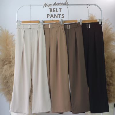 Belt pants กางเกงฟรีไซส์ เข็มขัดผ้าคอตตอน *รายละเอียดสินค้าเพิ่มเติมด้านล่างจ้า*