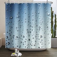 3D Shower Curtain Water Drip Floral Bird Feather Leaf Stripe Simple Bathroom Curtains Frabic Waterproof Polyester Bathtub Screen