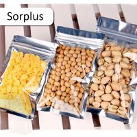 100 Pcs Clear Aluminum Foil Bag Self Seal Zipper Ziplock Packing Food Bag Retail Resealable Baking Packaging Bag Pouch Food Storage Dispensers