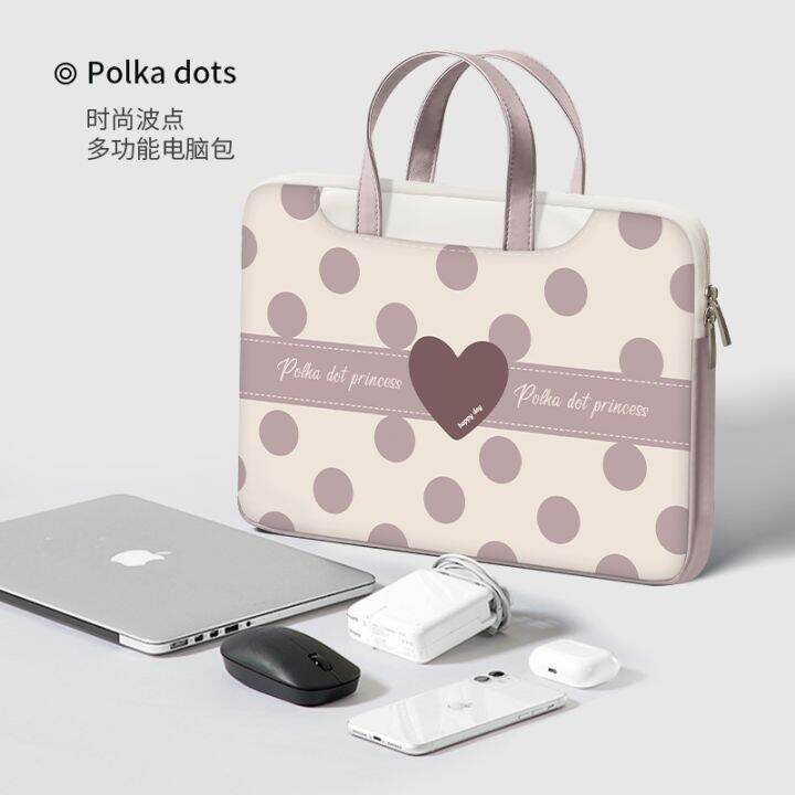 simple-wave-point-laptop-bag-for-women-for-lenovo-xiaoxin-air14-macbookpro15-6-inch-huawei-matebook13-3-xiaomi-16-cute-niche-protective-case-17-inchth