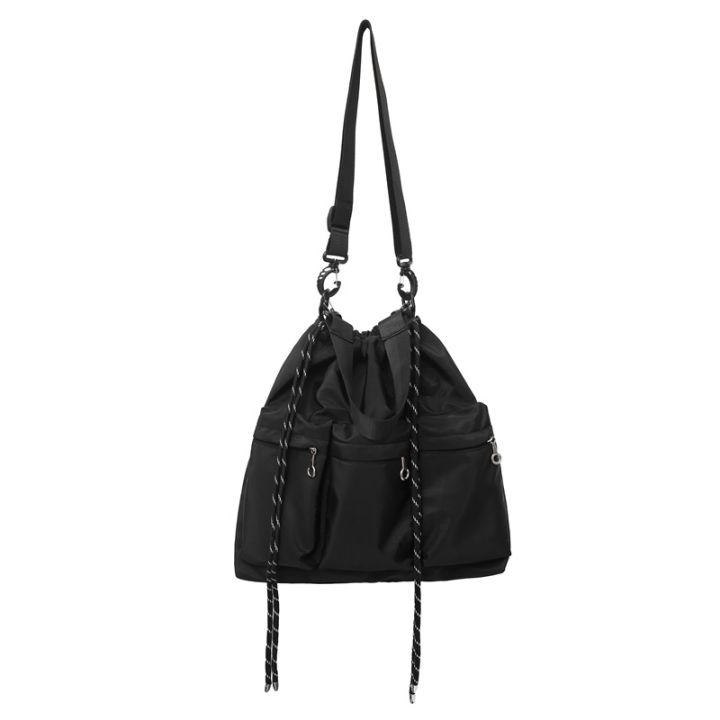 ins-trendy-brand-crossbody-bag-mens-niche-design-drawstring-shoulder-bag-womens-sports-riding-black-tooling-bag-2023