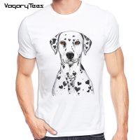 Newest 2019 Fashion Hand-Drawn Sketch Design Pug Dog T Shirt Men Spot Hearts Dalmatian Printed T-Shirt