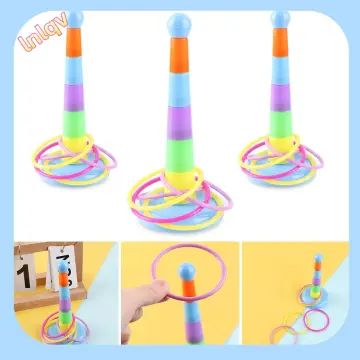 Random 5 Pcs 18cm Colorful Plastic Hoopla Ring Toss Circle Set