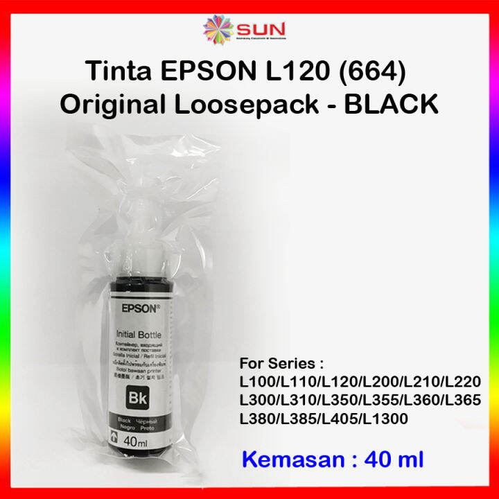 Tinta Printer Epson L120 Original EPSON 664 T664 BLACK - Loosepack 40ml ...