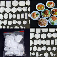 Aolaa 33 pcs dollhouse Miniature บนโต๊ะอาหารจานพลาสติกชุดอาหารมินิ