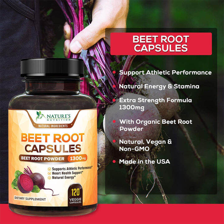 Organic Beetroot Vegetarian Supplement Supports Digestion, Athletic
