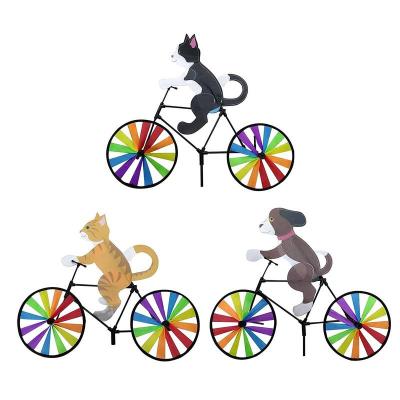 เคลื่อนไหวลมปั่น DIY ลมปั่นเครื่องประดับสนามหญ้า3D แมวสุนัขสัตว์ขี่จักรยาน windmillscorative แกดเจ็ต