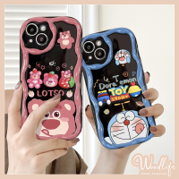 เคสการ์ตูนลายสตรอเบอร์รี่หมี Lotso สำหรับ Redmi 9 10 9C 9T 10C 9A 10A A1 A2 Note 11 9 8 10 Pro Max Note 10S 11S 12 POCO 3D M3โค้งมนน่ารักโดรามอนพร้อมสร้อยข้อมือเคส