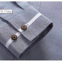 Long Sleeve Business Shirt เสื้อเชิ้ตคอจีน กระเป๋าเจาะ ผ้าอ๊อกฟอร์ด สีพื้น