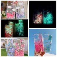 Luminous tulip flowers phone case for Honor 80 70 60 50 30 20 9X Pro SE rabbit Bear glow liquid quicksand cover Phone Cases