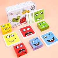 Cube Face Changing Building Blocks Board Game Wood Puzzle Montessori Expression Wooden Blocks Blocos For Children Kids Toys Gift