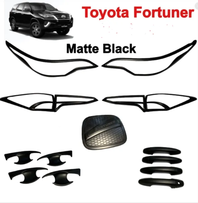 Toyota Fortuner Matte Black Garnish Combo Set Cover (20162020) ( Fortuner Car accessories