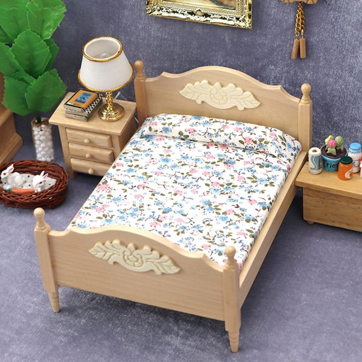 1-12-dollhouse-wooden-mini-single-double-bed-bedroom-furniture-toy-living-room-furniture-model-handmade-toy