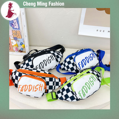 Cheng Ming กระเป๋าสายสะพายลำลองสำหรับเด็ก,กระเป๋าสะพายไหล่ซิปตัวอักษรลายสก๊อตเรียบง่ายเป็นที่นิยมสำหรับเด็กหญิงเด็กชาย