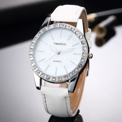 ✥ สุภาพสตรีนาฬิกาสร้อยข้อมือหนัง Rhinestone นาฬิกาข้อมือ 2023 แฟชั่นผู้หญิงนาฬิกาแฟชั่นสุภาพสตรีอะนาล็อกควอตซ์ relojes นาฬิกาสีดำ