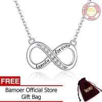 BAMOER สร้อยคอโซ่สั้น Infinity Love Family Forever สำหรับผู้หญิง CZ 925เงินสเตอร์ลิงเครื่องประดับแฟชั่น SCN352