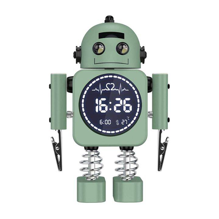 Robot Smart Digital Alarm Clock Temperature Display Desktop Clocks with