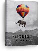 Mindset คือทุกสิ่งที่มีสีสันช้างสีดำและสีขาวมุมมองที่สร้างแรงบันดาลใจศิลปะบนผืนผ้าใบสำหรับติดกำแพงสร้างแรงบันดาลใจห้องนั่งเล่นสำนักงานผู้ประกอบการศิลปะบนผนัง