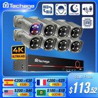 Techage 4K ระบบกล้องวงจรปิดความละเอียดสูง8MP POE NVR ระบบเสียงสองทางตรวจจับใบหน้าของการมองเห็นได้ในเวลากลางคืนสีชุดการบันทึกภาพของกล้องวงจรปิด