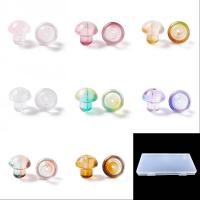 80Pcs 8 Colors Transparent Glass Beads Mushroom Mixed Color 13.5x13.5mm Hole: 1.6mm 10pcs/color