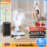 พัดลมโซล่าเซลล์ Solar fan พัดลม 12-16 นิ้ว 5 ใบพัด ใช้ไฟฟ้าได้ พัดลมอุตสาหกรรม พัดลมพกพา แบตเตอรี่ในตัว