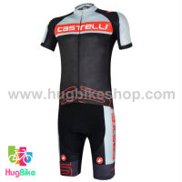 ชุดจักรยานแขนสั้นทีม Castelli 17 (01) สีดำเทาลายแดง