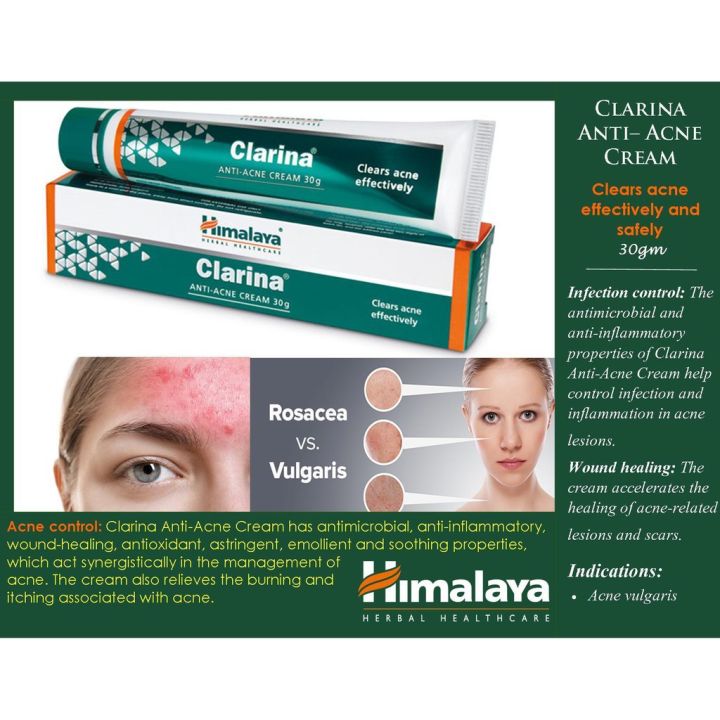 ถูกชัวร์-himalaya-clarina-30-กรัม-ครีมทาสิวกล่องเขียวสูตรเข้มข้น-ทาสิวอักเสบ-ของแท้-มีเก็บเงินปลายทาง