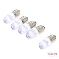 Suiweng สกรูอุปกรณ์บอกความเป็นด่าง LED E10สีขาว12V หลอดไฟ DC 5ชิ้นใช้พลังงานต่ำขายส่ง