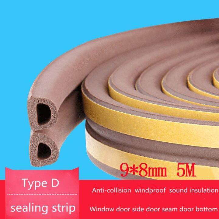 5/10 Meters D Type Selfadhesive Door and Window Sealing Strip Foam Insulation Collision