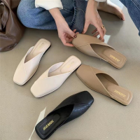 2022 Sandals Female Slippers Women Fashion Flat Casual Mules Square Toe Sandals Women Flat Outdoor Walking Slides Zapatillas2023